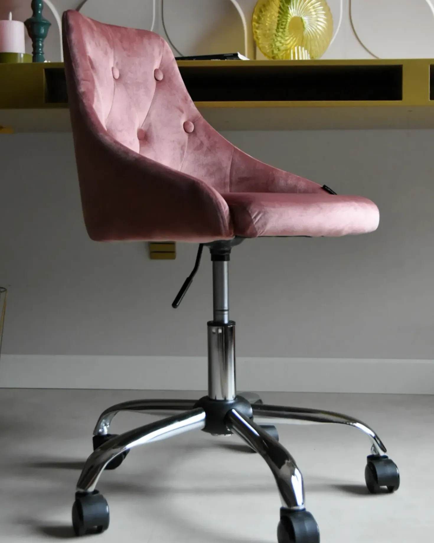 Sedia da scrivania PARRISH Velluto Rosa pastello