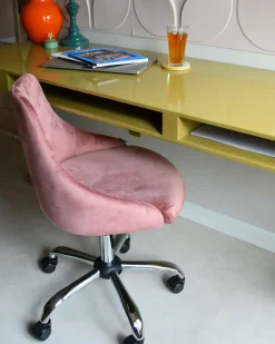 Sedia da scrivania PARRISH Velluto Rosa pastello