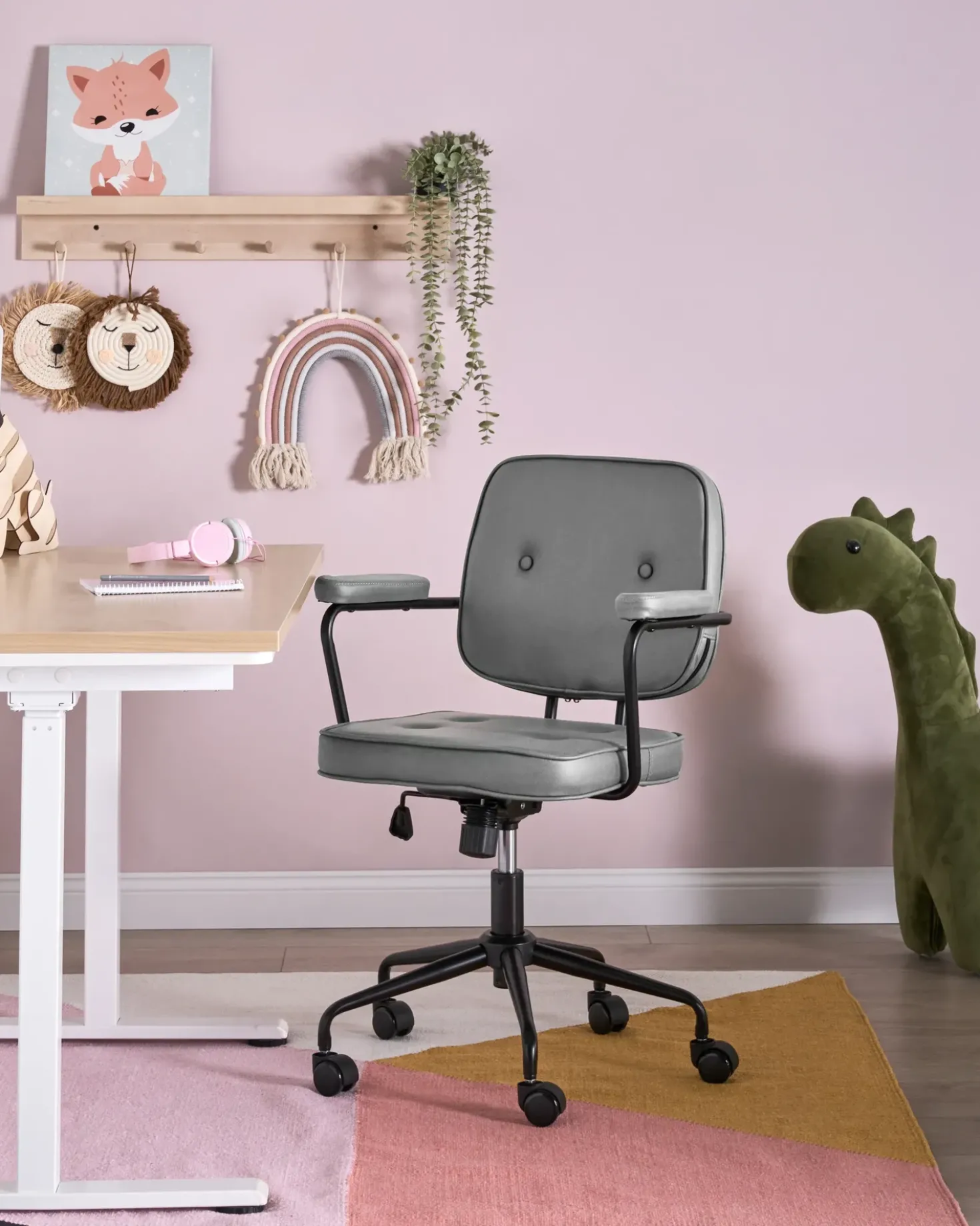 Sedia da scrivania PAWNEE Velluto Grigio