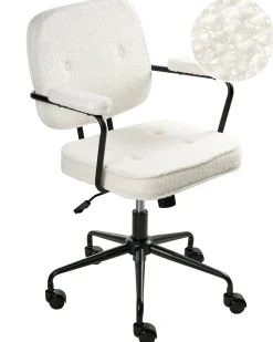 Sedia da scrivania PAWNEE Bouclé Bianco sporco