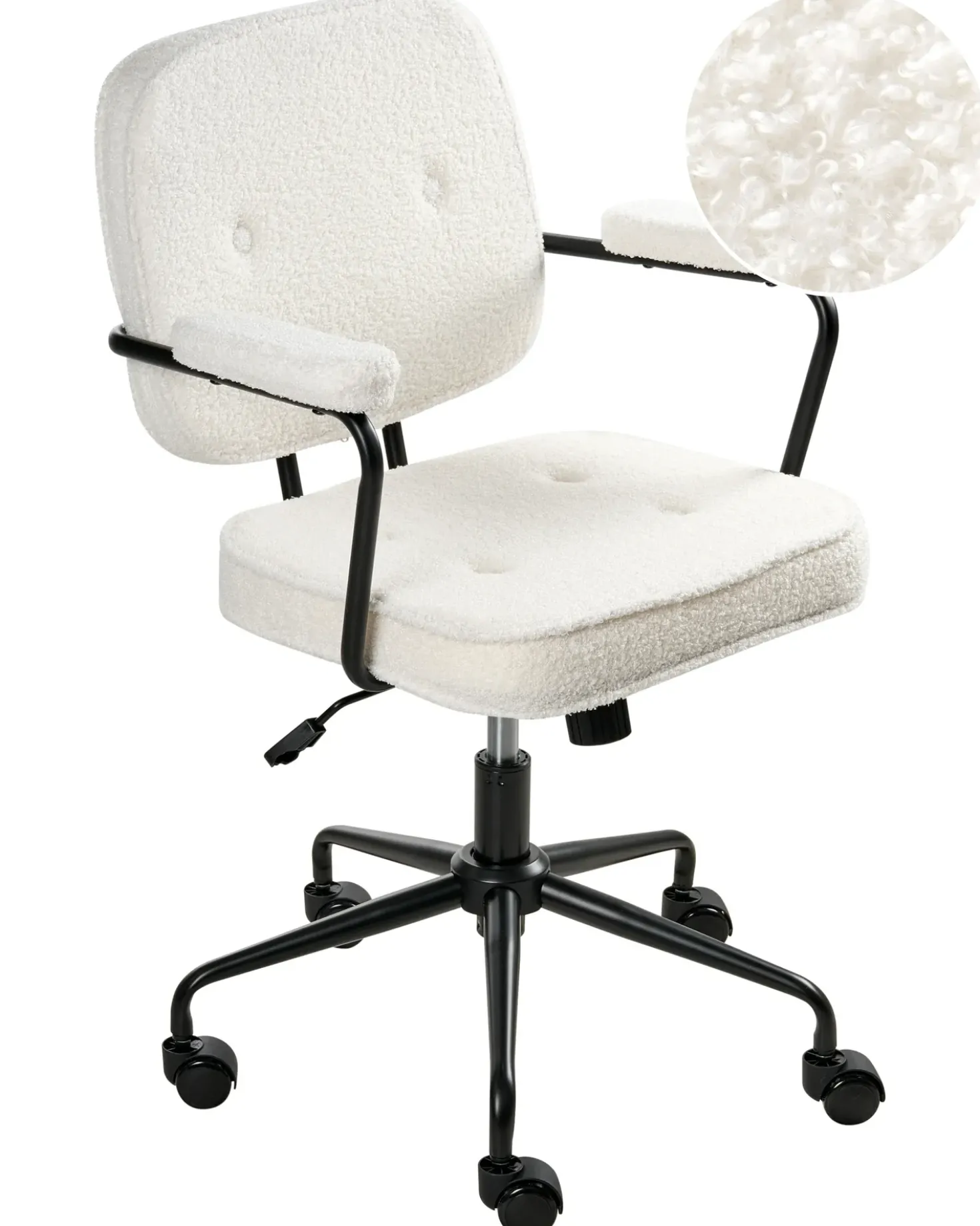 Sedia da scrivania PAWNEE Bouclé Bianco sporco