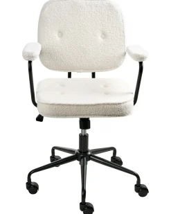 Sedia da scrivania PAWNEE Bouclé Bianco sporco