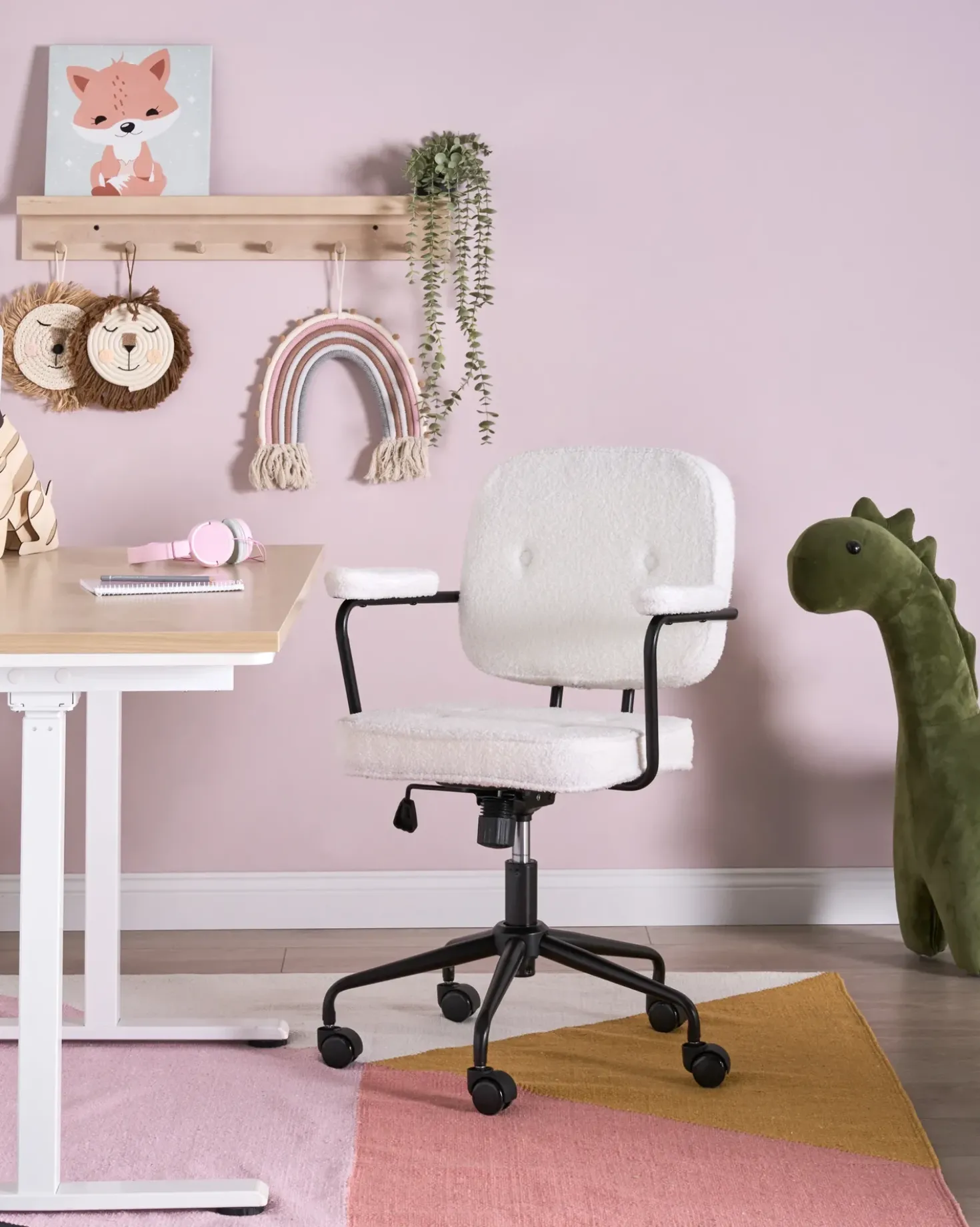 Sedia da scrivania PAWNEE Bouclé Bianco sporco