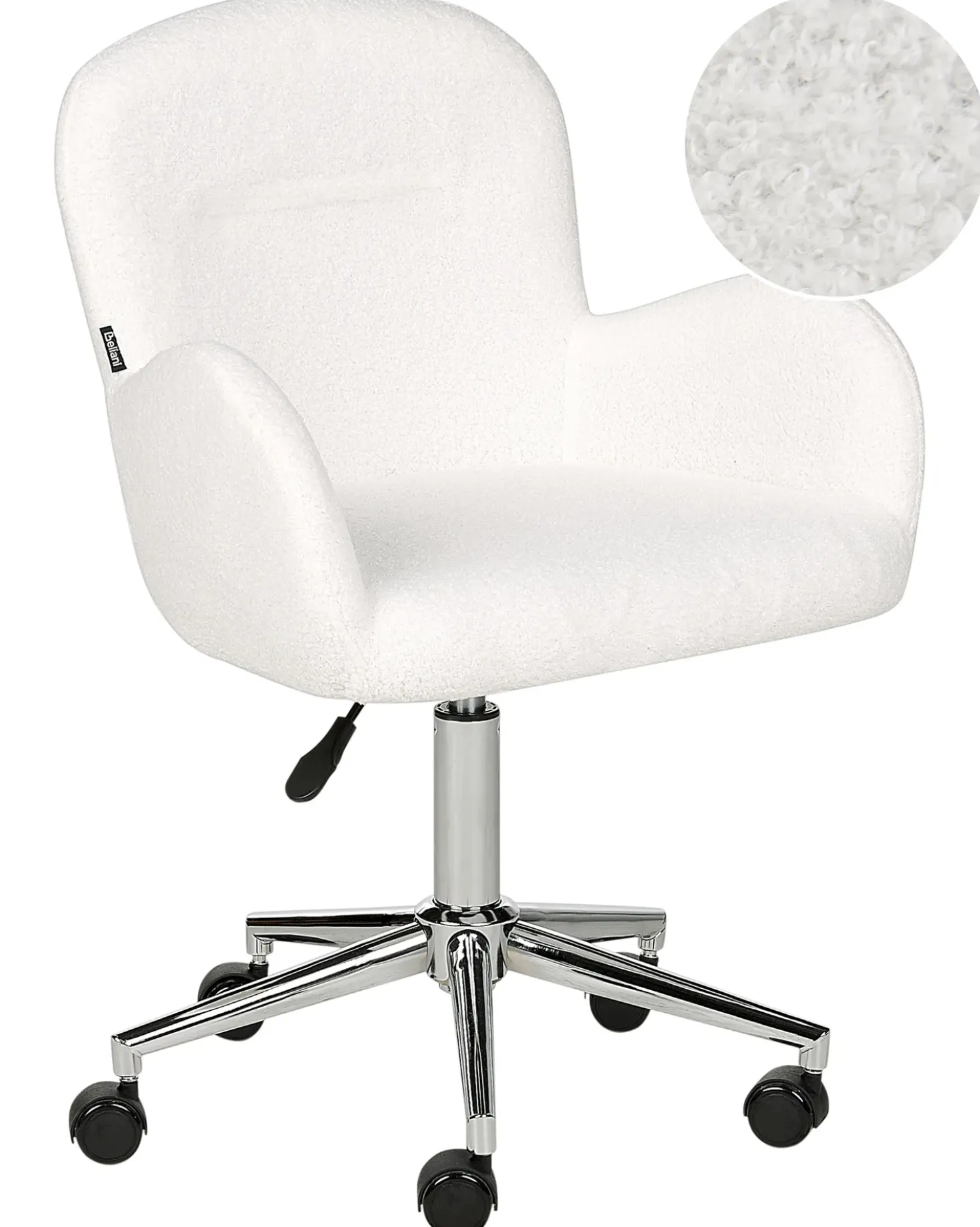 Sedia da scrivania PRIDDY Bouclé Bianco sporco