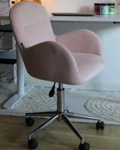 Sedia da scrivania PRIDDY Velluto Rosa