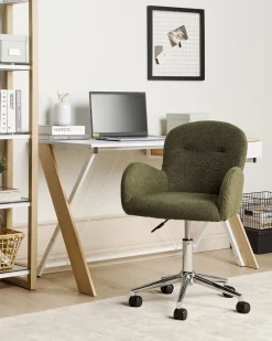 Sedia da scrivania PRIDDY Bouclé Verde scuro