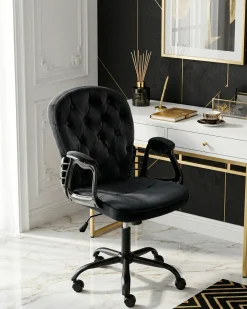 Sedia da scrivania PRINCESS Velluto Nero