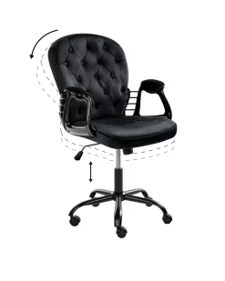 Sedia da scrivania PRINCESS Velluto Nero