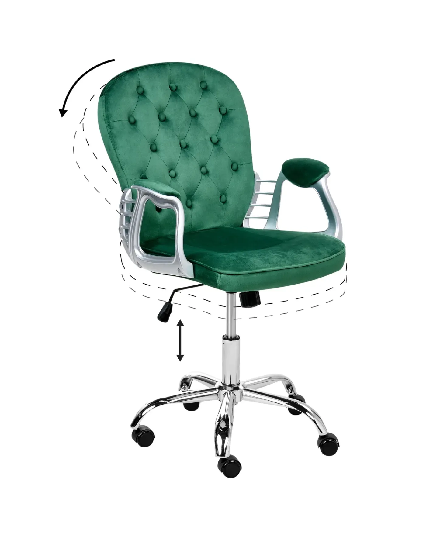 Sedia da scrivania PRINCESS Velluto Verde