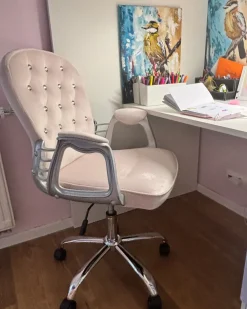 Sedia da scrivania PRINCESS Velluto Rosa pastello