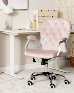Sedia da scrivania PRINCESS Velluto Rosa pastello