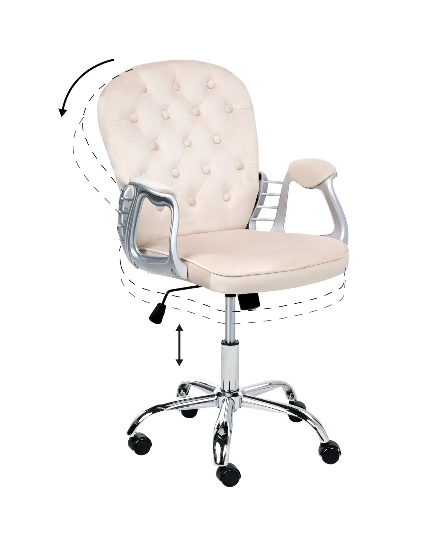 Sedia da scrivania PRINCESS Velluto Beige