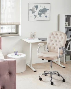 Sedia da scrivania PRINCESS Velluto Beige
