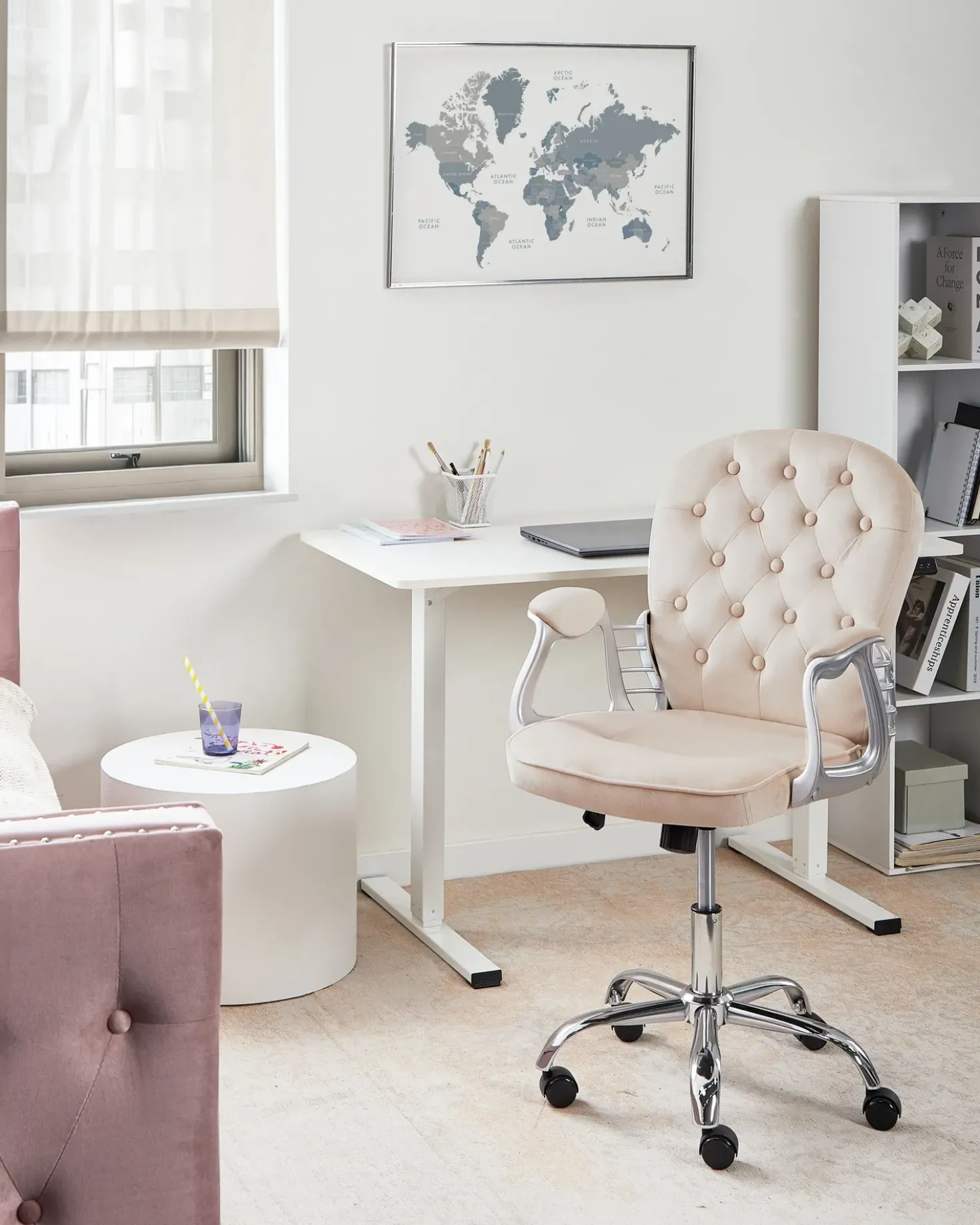Sedia da scrivania PRINCESS Velluto Beige