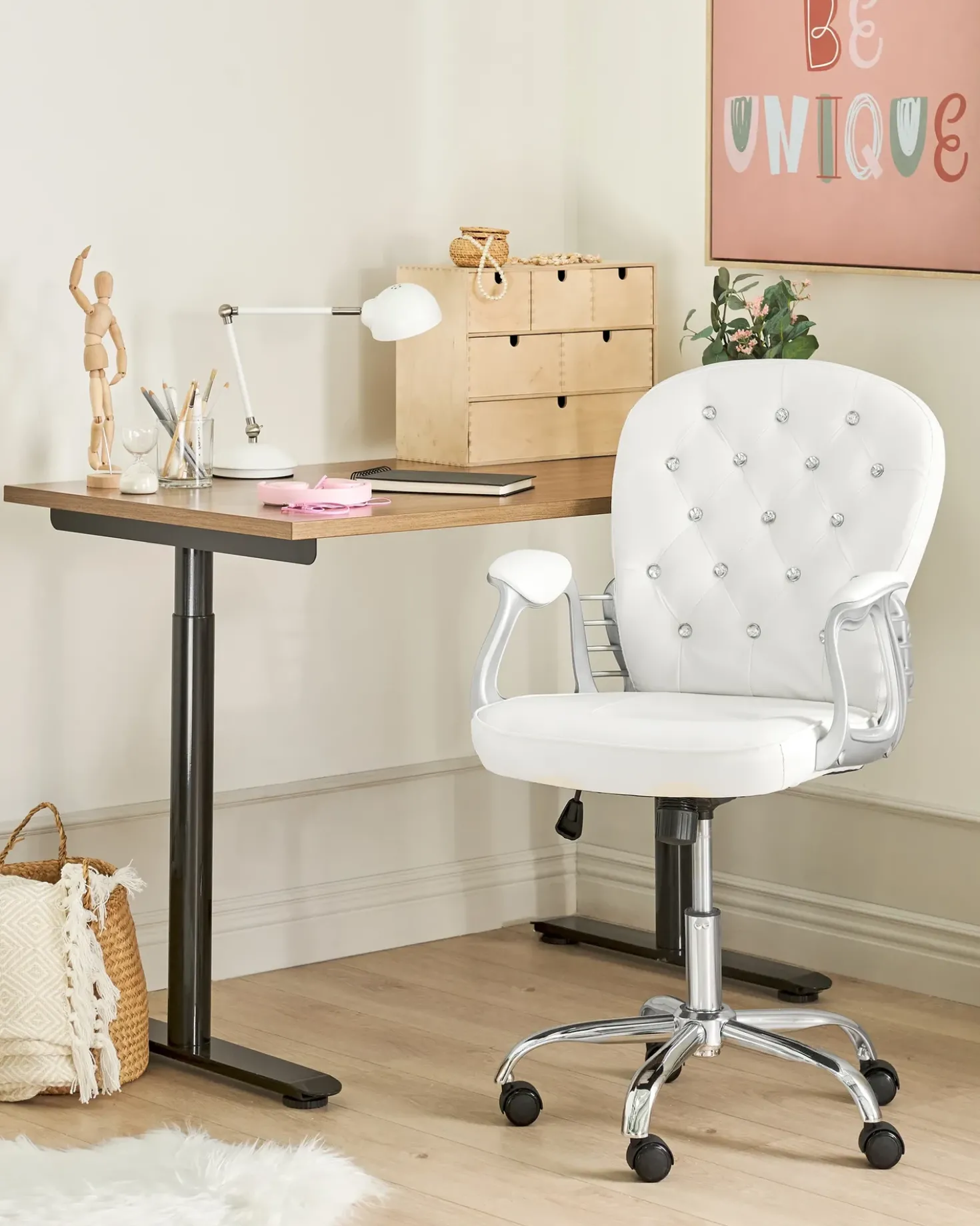 Sedia da scrivania PRINCESS Pelle sintetica Bianco