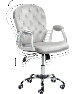 Sedia da scrivania PRINCESS Velluto Grigio chiaro