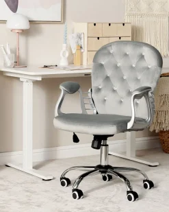 Sedia da scrivania PRINCESS Velluto Grigio chiaro