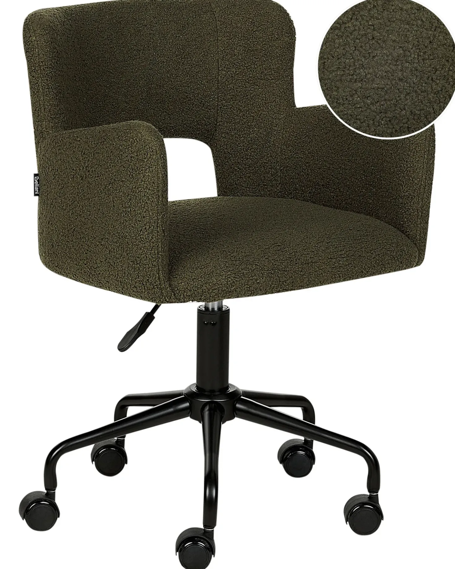 Sedia da scrivania SANILAC II Bouclé Verde scuro