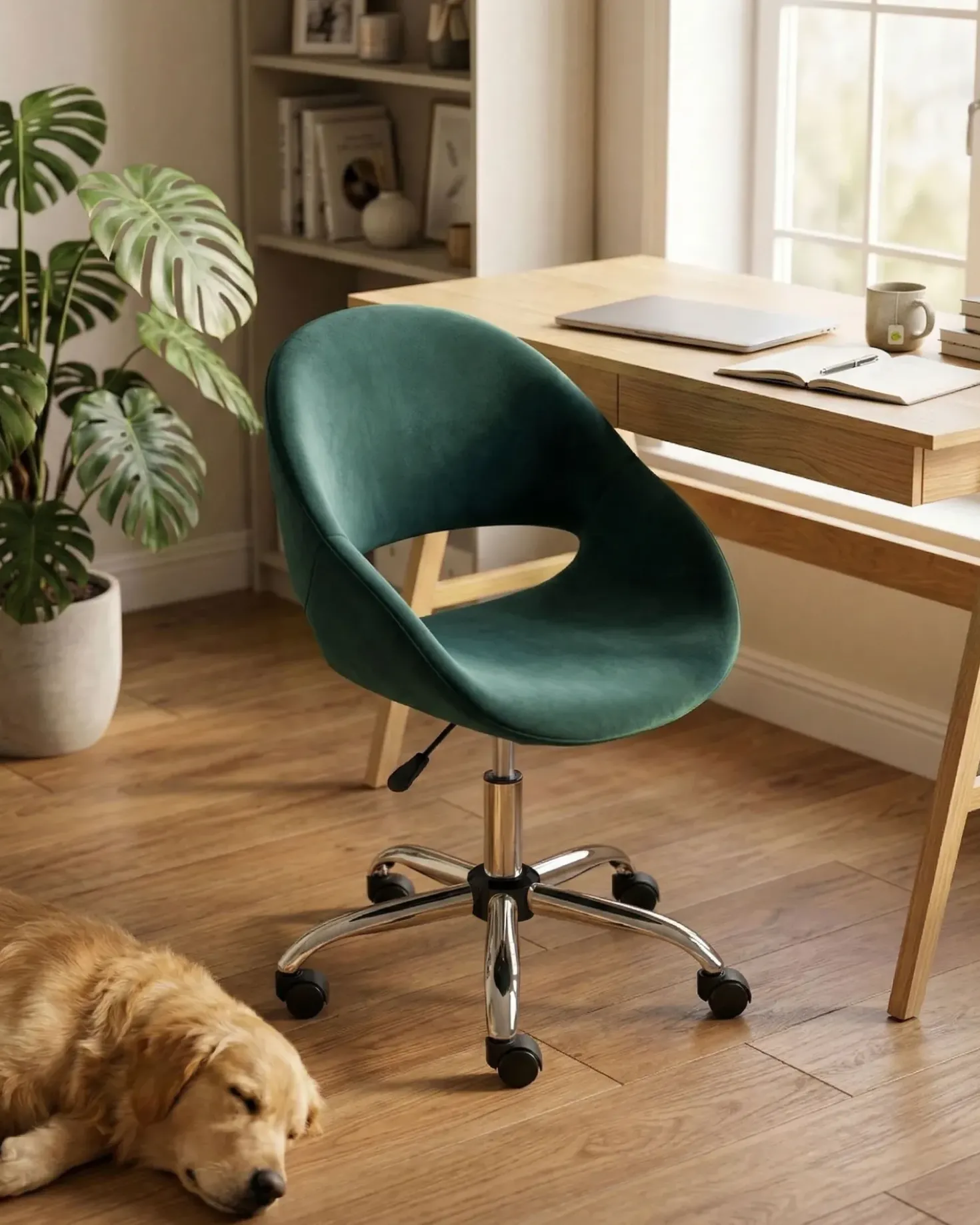 Sedia da scrivania SELMA Velluto Verde smeraldo