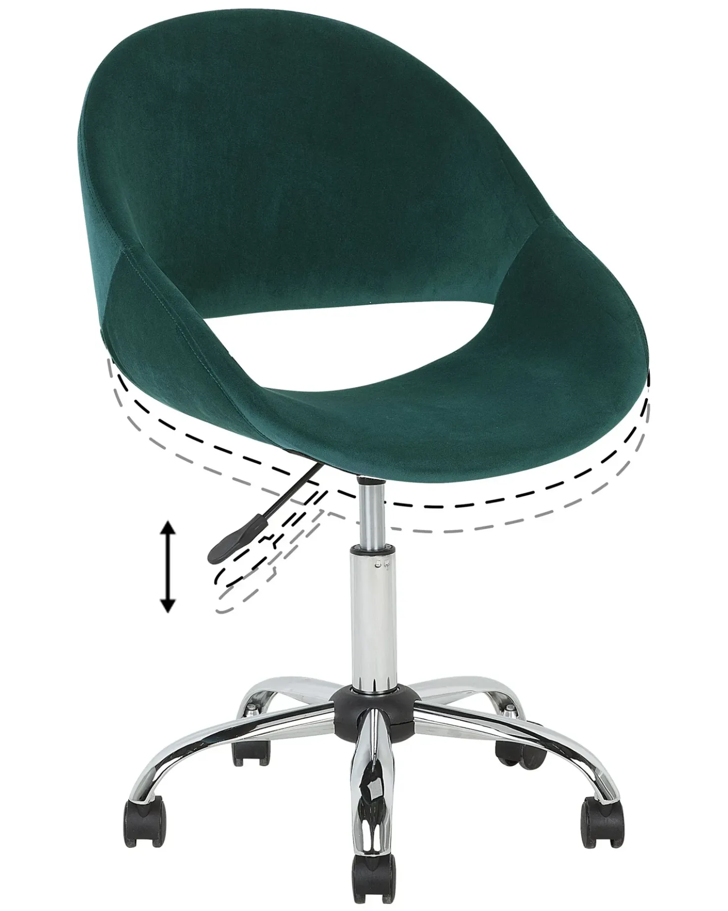 Sedia da scrivania SELMA Velluto Verde smeraldo