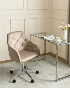 Sedia da scrivania VELORIA Velluto Beige