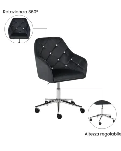 Sedia da scrivania VELORIA Velluto Nero