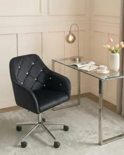 Sedia da scrivania VELORIA Velluto Nero