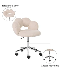 Sedia da scrivania WHIZZY Bouclé Beige chiaro