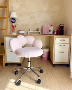 Sedia da scrivania WHIZZY Bouclé Beige chiaro