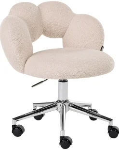 Sedia da scrivania WHIZZY Bouclé Beige chiaro