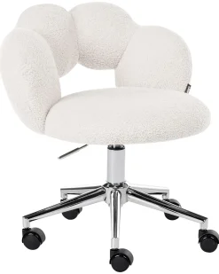 Sedia da scrivania WHIZZY Bouclé Bianco
