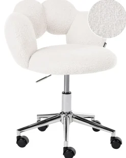 Sedia da scrivania WHIZZY Bouclé Bianco