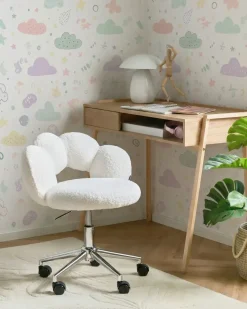 Sedia da scrivania WHIZZY Bouclé Bianco