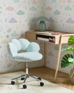 Sedia da scrivania WHIZZY Bouclé Azzurro