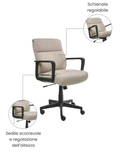 Sedia da ufficio BYRON Tessuto Beige