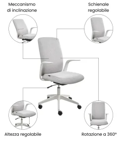 Sedia da ufficio CAPTAIN Tessuto Grigio chiaro