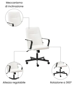 Sedia da ufficio CAROGA Bouclé Bianco