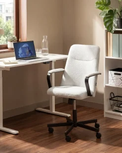 Sedia da ufficio CAROGA Bouclé Bianco