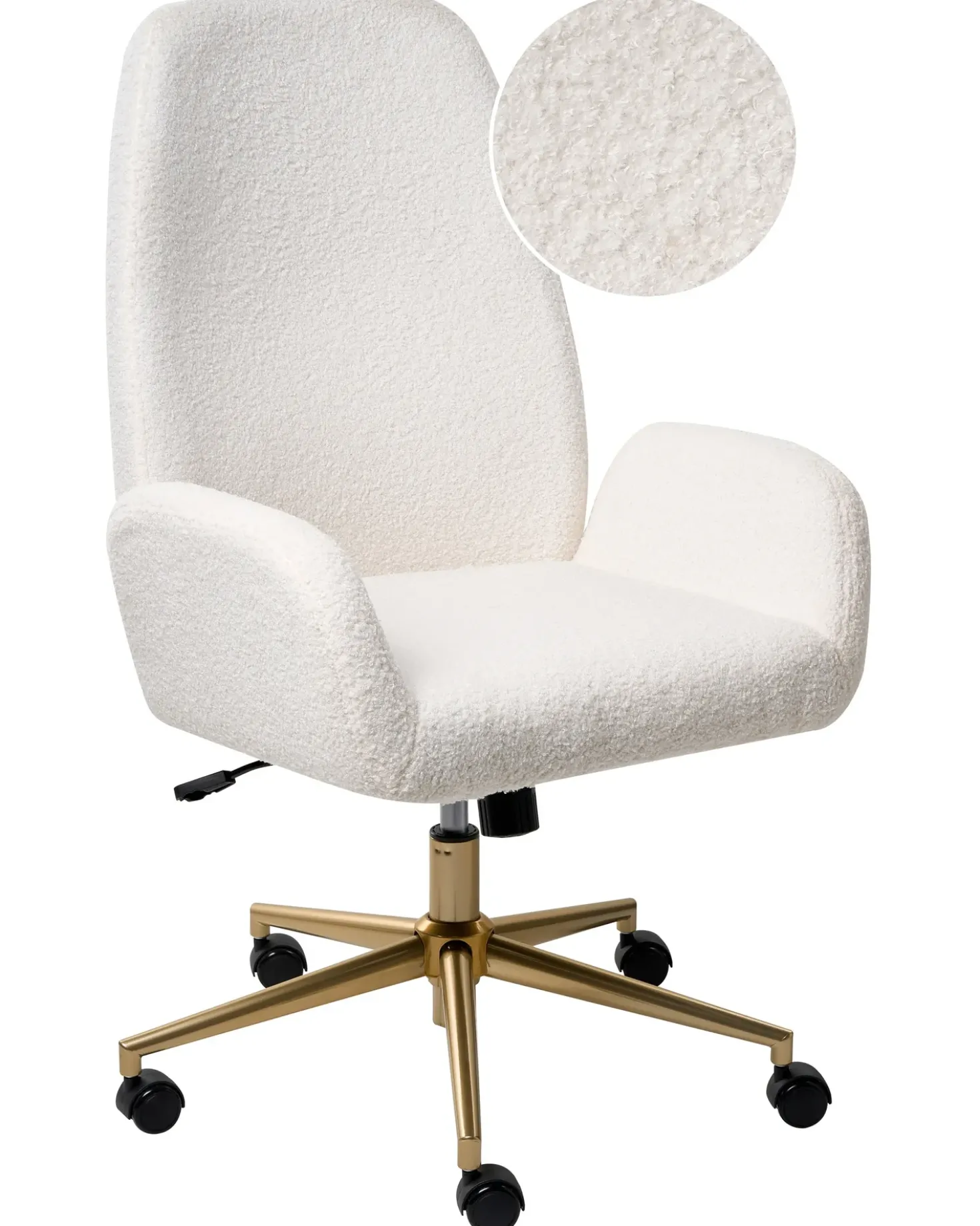 Sedia da ufficio CLARE Bouclé Bianco