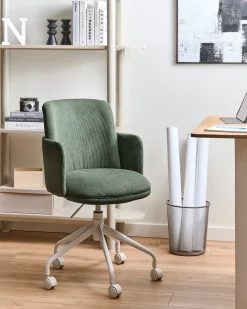 Sedia da ufficio DRYDEN Velluto a coste Verde scuro