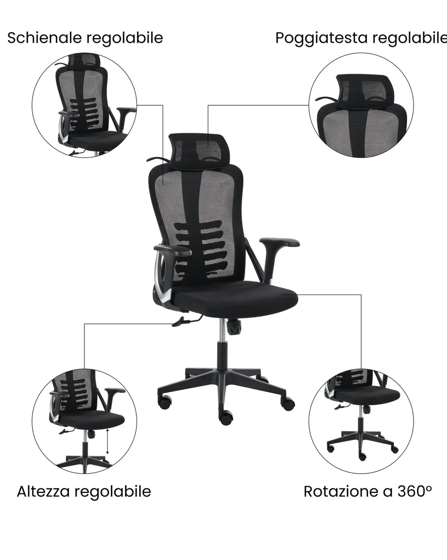 Sedia da ufficio ERGONOX Nero