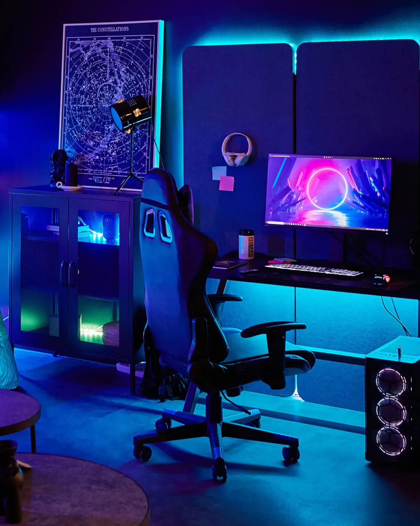 Sedia da ufficio GAMER Pelle sintetica Blu scuro