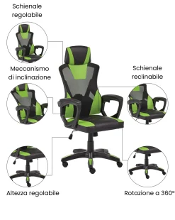 Sedia da ufficio IGNIS Pelle sintetica Verde lime