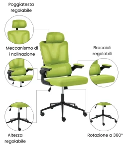 Sedia da ufficio KRYOS Verde