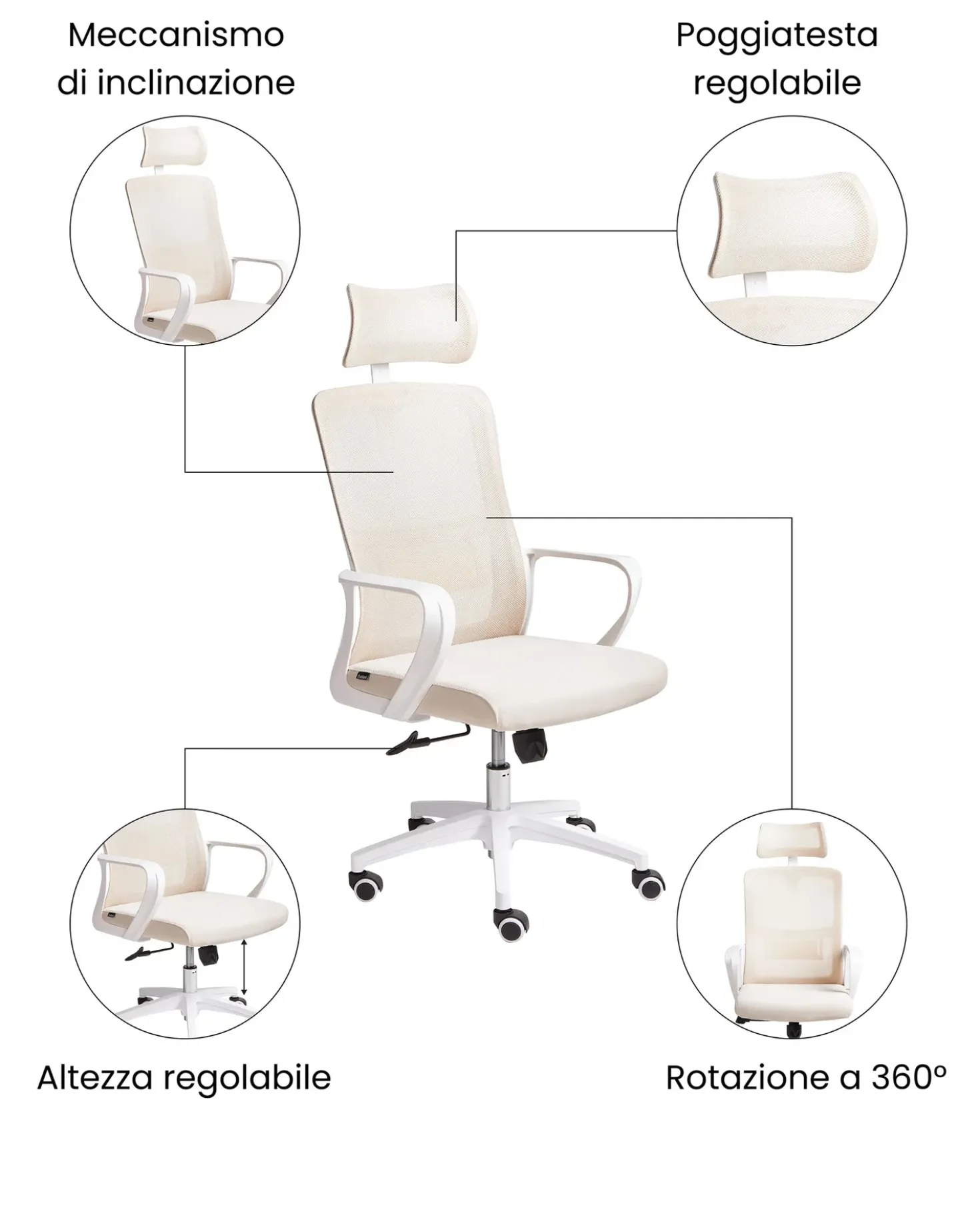 Sedia da ufficio MONARCH Beige