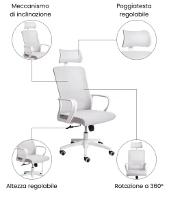 Sedia da ufficio MONARCH Grigio chiaro