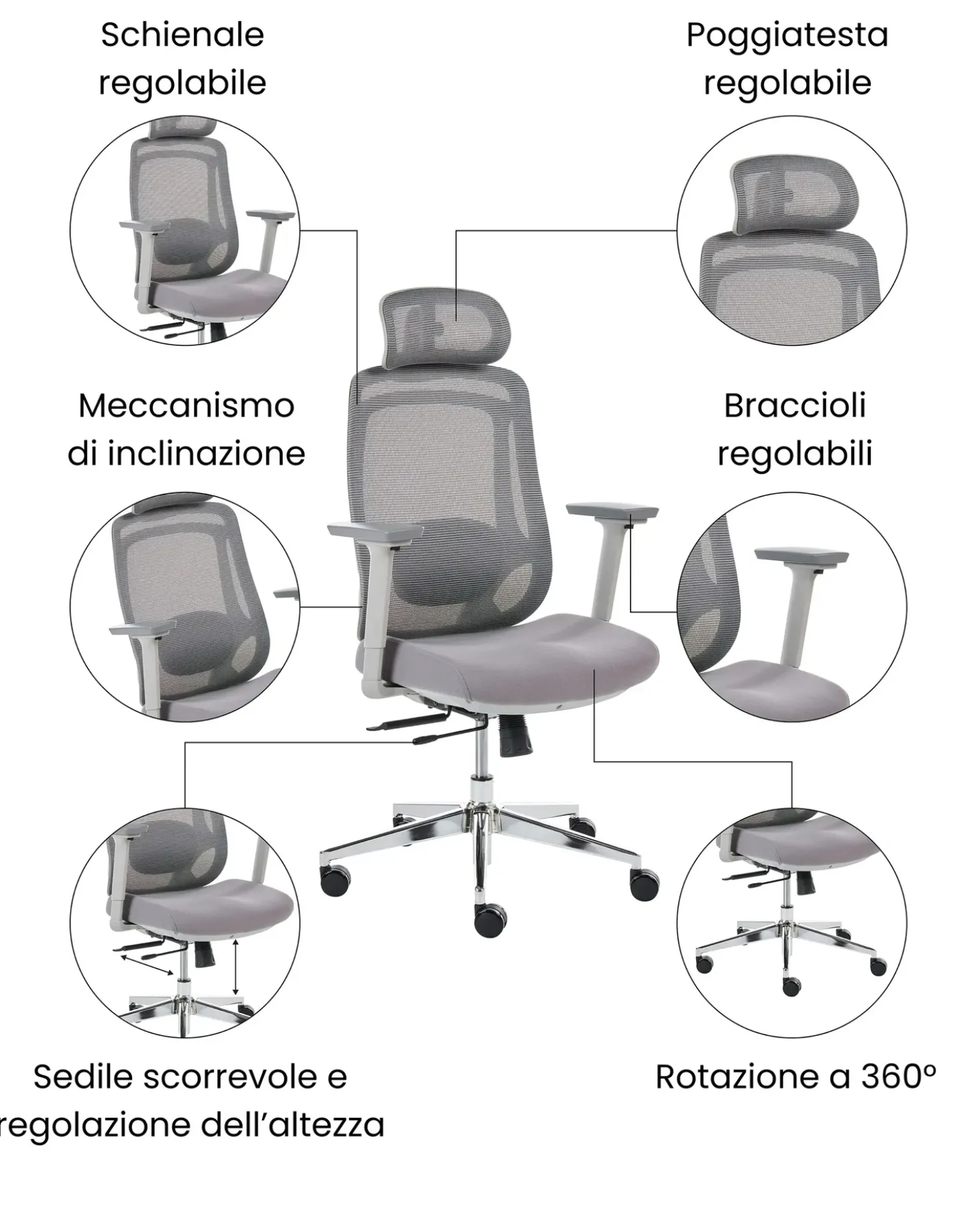 Sedia da ufficio OLYRA Grigio