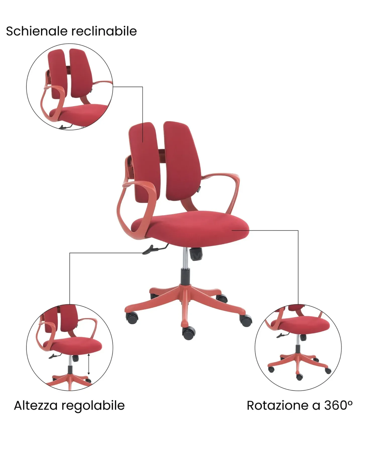 Sedia da ufficio ORIVO Rosso