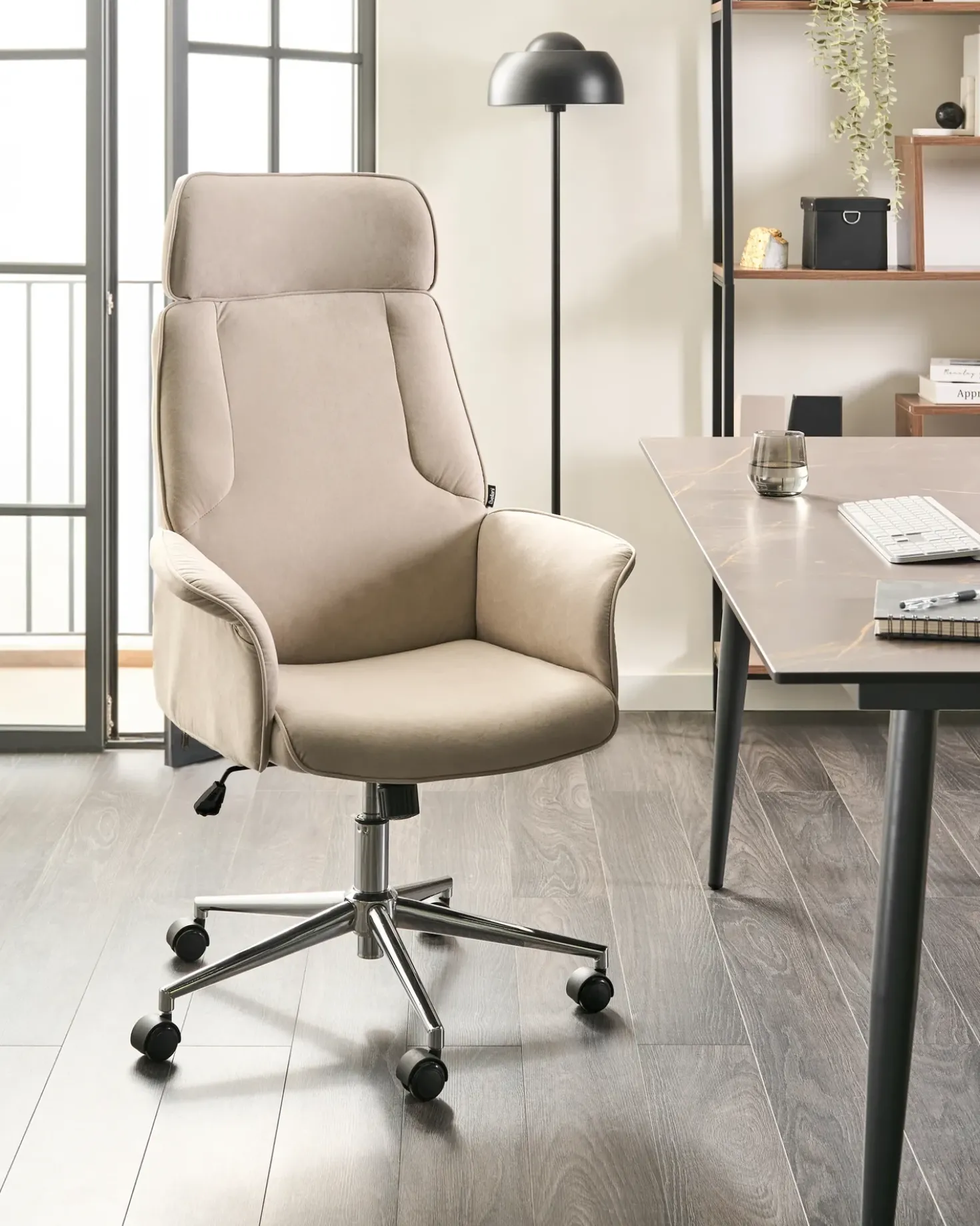 Sedia da ufficio PILOT Velluto Beige chiaro
