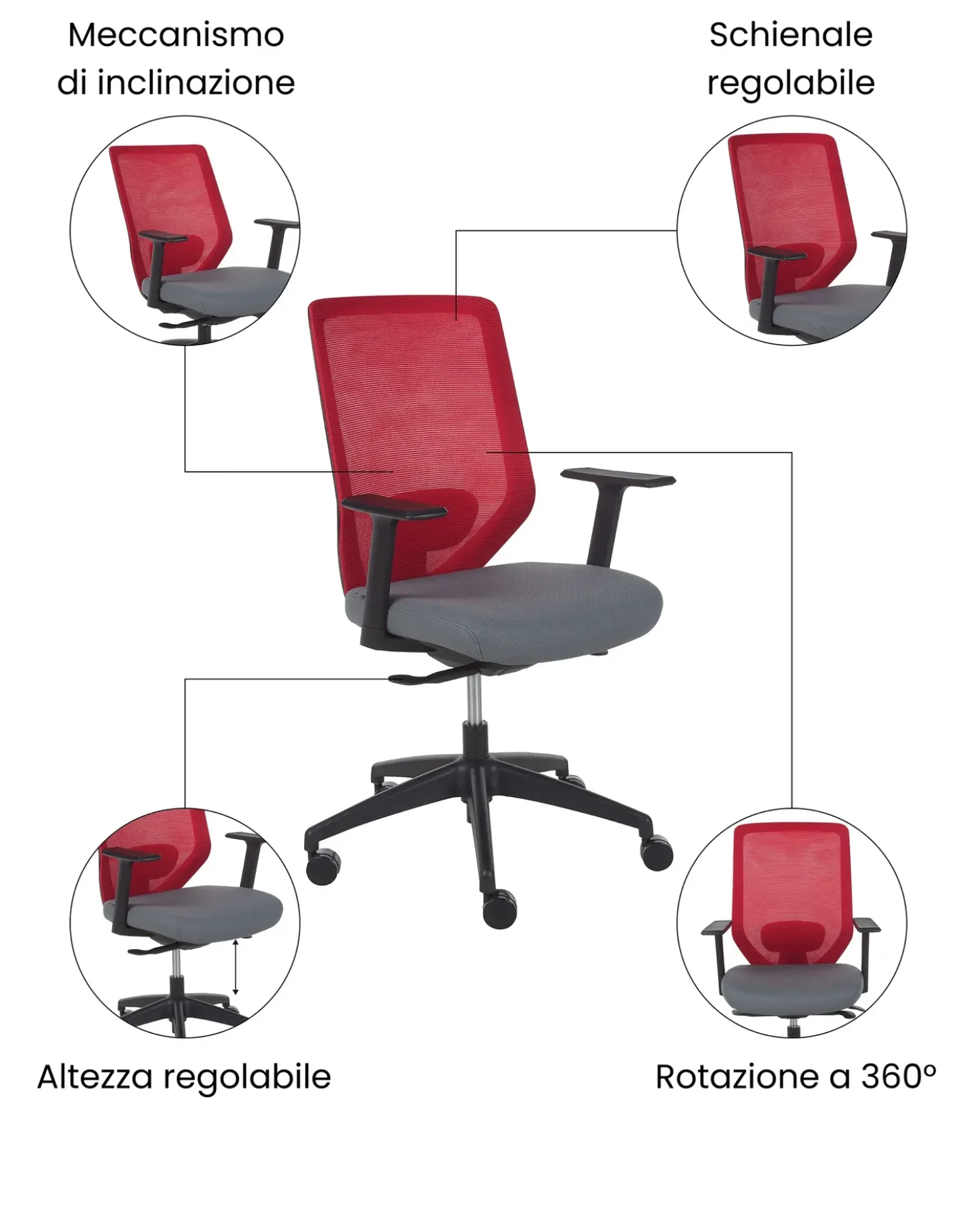 Sedia da ufficio VIRTUOSO Rosso